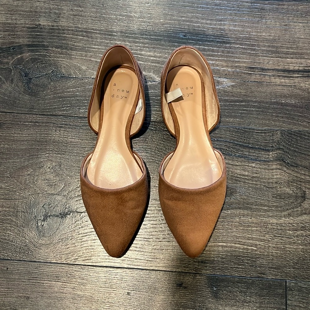 A NEW DAY FLATS BROWN SUEDE POINTED TOE